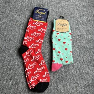 Original Parquet Socks Love Fun Crew Socks 10-13 New Two Pairs